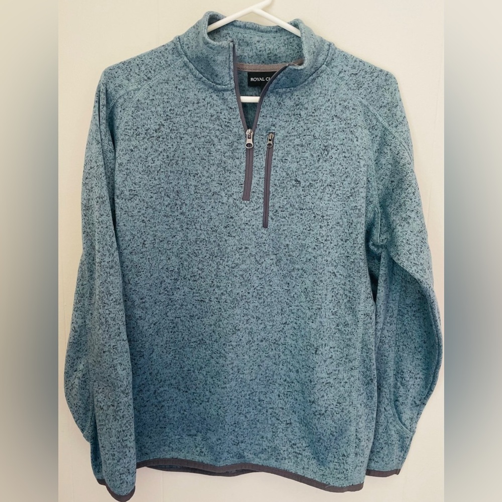 Mens Royal Class Light teal blue 3/4 zip pullover